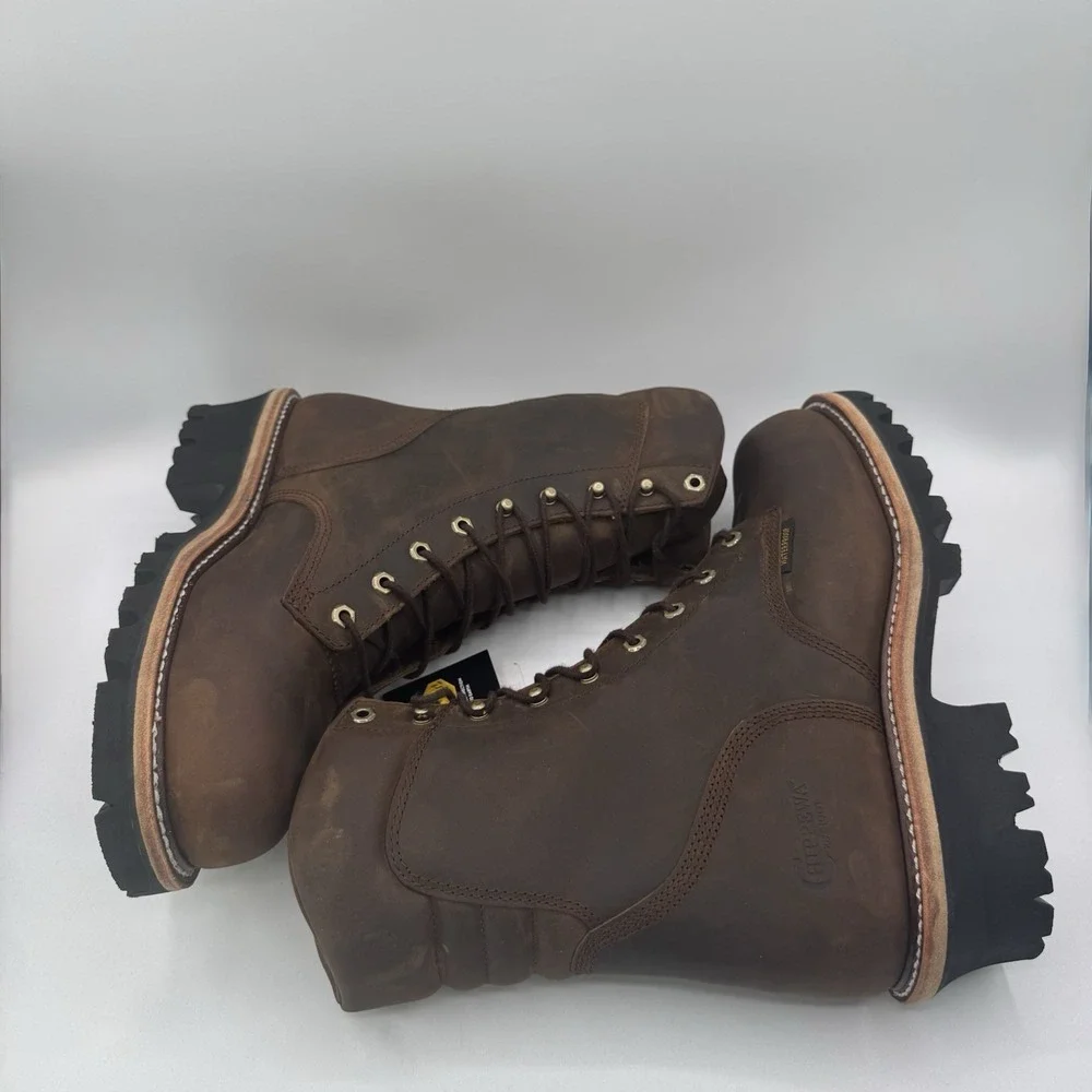 Chippewa Logger Boots Men's Size 11 E Wide Tan Waterproof Leather Steel Toe